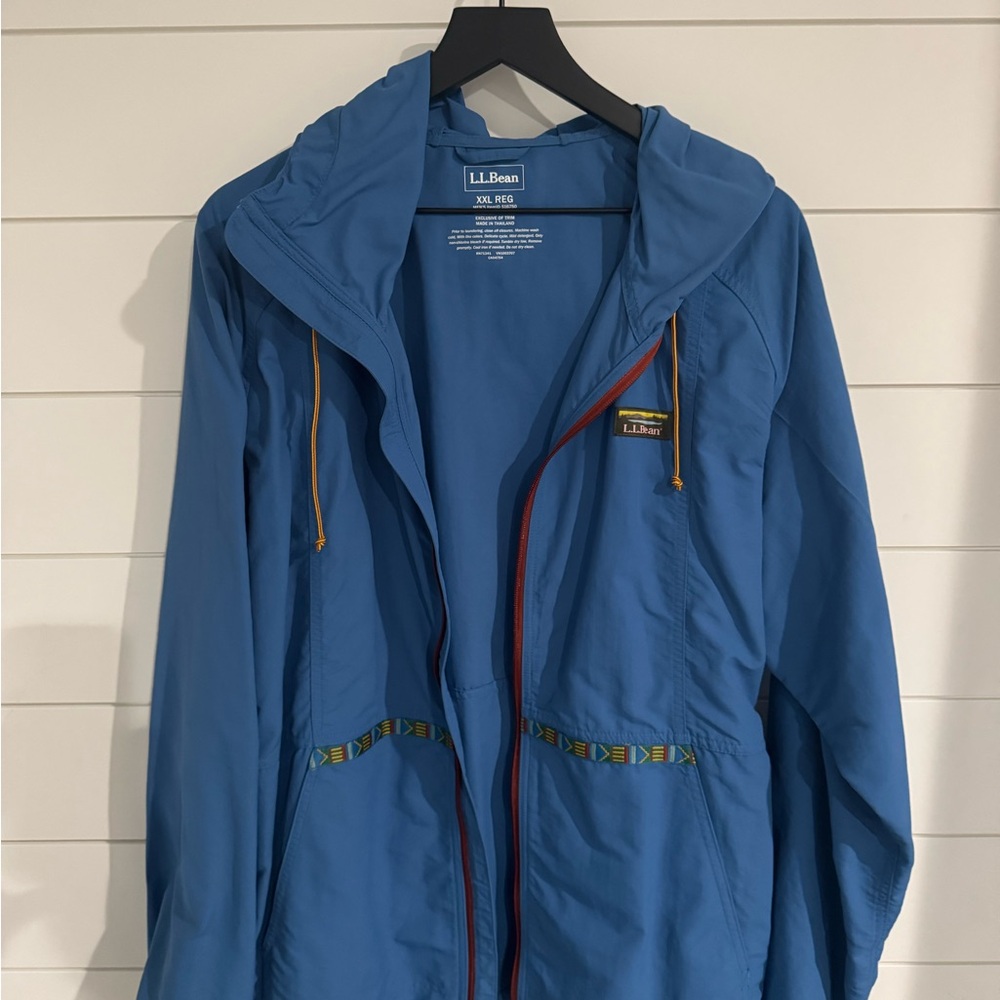 L.L. Bean Blue Jacket with Colorful Trim